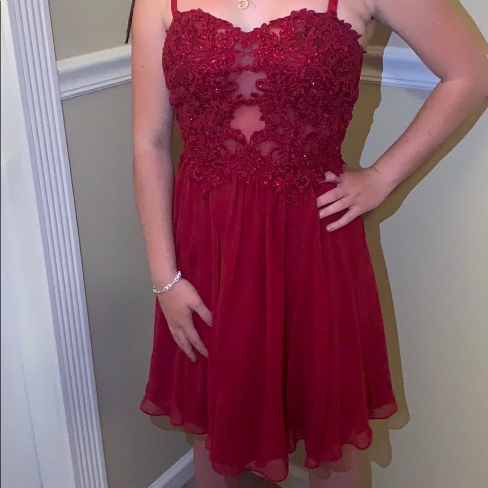 formal red dress